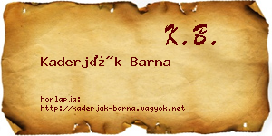 Kaderják Barna névjegykártya